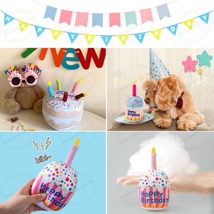 Büyük köpek doğum günü pastası oyuncaklar mutlu doğum günü kemik şekilli gıcırtılı köpek peluş oyuncak - Product Image 2