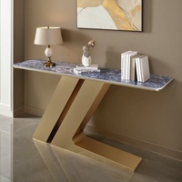 Console d'entrée murale en métal avec plateau en ardoise, design moderne et minimaliste de luxe pour la décoration de couloir
