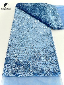 Đẹp Polyester phi đính cườm ren vải với quy mô nặng lưới & thêu Sequins cho váy cưới - Product Image 5