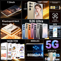 Téléphone portable S26 Ultra original 2026, 16 Go + 1 To, 5G, double SIM, déverrouillage facial HD, Android 15, Smartphone 5G S26 Ultra