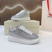 Chaussures de sport décontractées pour femmes, blanches, ornées de diamants, nouvelle collection 2025, semelle épaisse, rehaussantes, en cuir microfibre à changement de couleur