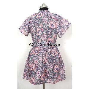 Elegante Vestido Mini de Algodón 100% Puro para Mujer, Manga Larga, Cuello en V, Estampado Floral, Detalle de Botones, Transpirable, Lavable, Ropa Casual - Product Image 5