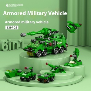 Nouvel ensemble de blocs de construction en plastique ABS à assembler soi-même 6-en-1, 40 pièces, modèles de dinosaures (Triceratops/Tyrannosaurus), <span class=keywords><strong>train</strong></span>, avion, échelle 1:8 - Product Image 4