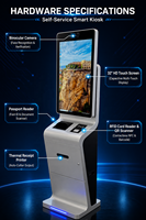 Duale Augenkamera 32 Zoll Multifunktionales All-in-One-Gerät mit Pass- und Ausweis-Erkennung, Barcode-Leser und Papiergutscheindruck