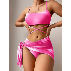 Tie Dye Women Bikini Set <b>Split</b> Swimsuit Mesh Cover Up <b>Skirt</b> Summer Beach Swimwear - Product Image 2