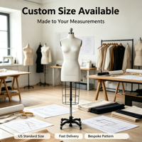 Mannequin de couture demi-corps femme personnalisable, avec support à 4 roues, en matériau FRP, pour la conception et le drapage de vêtements