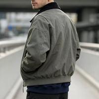 Veste de travail pour homme en toile délavée et usée, style vintage, col rabattu, tissu épais