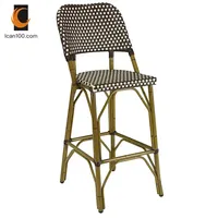 Tabouret de bar moderne noir en rotin tabouret de restaurant de bar intérieur et extérieur empilable chaises de bar hautes de patio extérieur