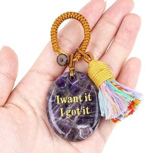 En gros <span class=keywords><strong>Pierre</strong></span> de palmier avec inscriptions, Accessoire porte-clés, Breloque de sac, Pierres de guérison en cristal, pour la méditation et la création d'ornements DIY - Product Image 2