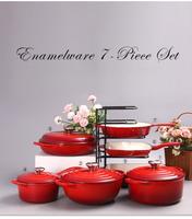 Nouvel ensemble de casseroles en fonte émaillée, poêle non revêtue multifonctionnelle à fond simple, couvercle en fonte, faitout, cocotte, vente en gros
