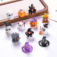 Figuras Decorativas de Resina 3D para Halloween, Calabaza, Fantasma, Sombrero de Bruja, Calavera, Miniaturas para Jardín de Hadas, Decoración de Fiestas
