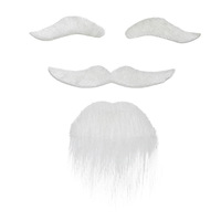 Set de 3 Cejas y Bigotes Postizos Autoadhesivos, Blancos, Amarillos y Marrones, Accesorio Novedoso para Hombres, Halloween, Cosplay