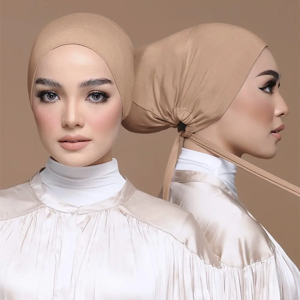 Hijab interno personalizzato musulmano islamico donna sciarpa interna traspirante increspato Jersey di cotone elastico underscarf