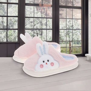 Wholesale <b>Indoor</b> Home for <b>Slippers</b> Cartoon Long-Ear Rabbit Fluffy Fur Plush Winter Warm Thickened Soft Sole Anti-Slip Shoes - Product Image 2