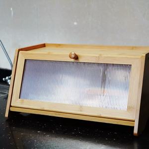 Boîte à pain en bambou 40x20x24,5 cm, rangement anti-poussière pour articles de boulangerie et de cuisine - Product Image 2