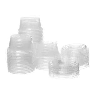 Coutume 0.5Oz 1Oz 1.5Oz 2Oz 3.5Oz 6Oz Squat Toutes Les Tailles Disponibles Jetables En Plastique Transparent Pp Sauce Portion Tasses Avec Couvercles