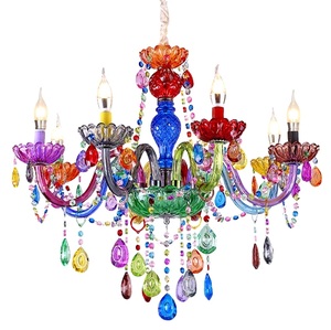 Lámpara colgante de cristal K9 de colores, decoración de techo, sombra multicolor, iluminación para dormitorio y sala de estar - Product Image 1