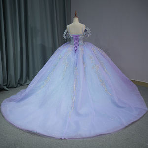 Jancember 1281 abiti Quinceanera con perline color <span class=keywords><strong>argento</strong></span> luccichio viola - Product Image 5