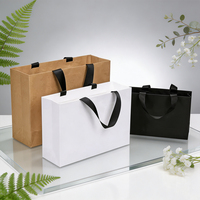 Sac en papier kraft recyclable de luxe premium avec poignée en ruban pour vêtements, emballage de café, bougies et artisanat - Surface imprimée offset