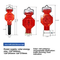 Lumière de signalisation LED solaire à cadre en fer, réfléchissante, motif fleur de prunier, pour cône de circulation nocturne et garde-corps