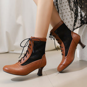 Botas de <span class=keywords><strong>Novia</strong></span> con Borlas, <span class=keywords><strong>Botines</strong></span> de Encaje con Cordones para Otoño e Invierno, Tacón Alto, Plataforma Gruesa, Transpirables, Diseño Floral Personalizado - Product Image 3