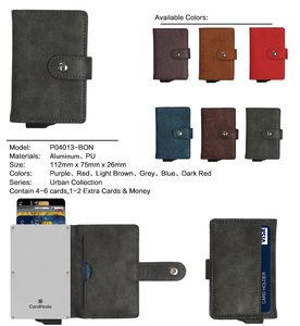 Tarjetero de Aluminio CardHoda, Cartera Corta con Bloqueo RFID de Cuero Genuino, Cierre a Presión Minimalista Unisex, Color Marrón - Product Image 3