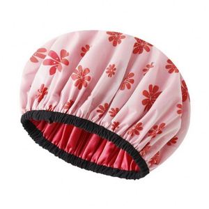 Large <b>Shower</b> <b>Caps</b> <b>for</b> <b>Women</b>, Waterproof <b>Shower</b> <b>Cap</b> Double Layers Bath <b>Caps</b> with Hair Scrunchies <b>for</b> Long Thick Hair Business - Product Image 2