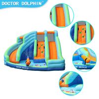 Doctor Dolphin Kid Moon Double pistolet à eau, mur d'escalade aquatique, piscine à balles, château gonflable, toboggan aquatique gonflable 420D+840D Oxford