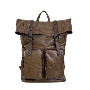 Mushroom 88 PU Leather <b>Backpack</b> <b>Brown</b> Large Capacity 16-Inch Laptop Bag For Travel And School Unisex Style - Product Image 5