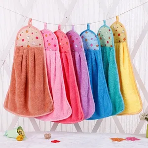 KUYUE Cute cartoon children coral fleece face w towel, children's hanging towel