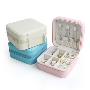 2026 High-end Factory Custom Logo Simple Square PU Zipper Jewelry Storage & Organizer Travel Box - Product Image 1