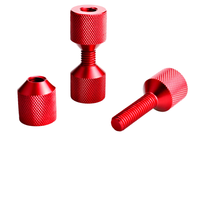 Jeu de 2 goupilles d'alignement à bride en aluminium de 1-1/8 pouces avec filetage M12 entièrement fileté, 2 trous, couleur noir/rouge/bleu
