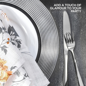 13 pouces Transparent Gold Edge PS mariage pour plaque de chargeur jetable plaque en plastique dur pour hôtel maison fête décoration argentée - Product Image 4