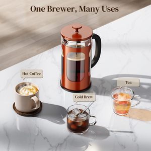 Cafetière à piston compacte en acier inoxydable avec logo personnalisé, carafe en verre durable et filtre à piston facile à utiliser - Product Image 6