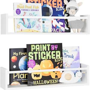 2er-Set Massivholz-Wandregal, Schwebendes Bücherregal für Kinderzimmer, Zur Aufbewahrung von Büchern, Spielzeug und Dekorationsartikeln - Product Image 5