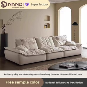 Sofá seccional crema Foshan, asiento Extra ancho, respaldo alto, tela ajustable, velero profundo de Auckland, gato, resistente a <span class=keywords><strong>los</strong></span> arañazos, apartamento - Product Image 2