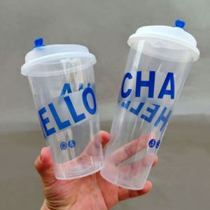 Gobelet en plastique PP rigide personnalisé avec logo imprimé pour boissons chaudes/froides, jetable, pour café glacé, jus, lait, thé, avec couvercles et pailles - Product Image 4