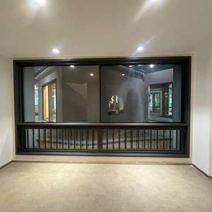 Fenêtre <span class=keywords><strong>coulissante</strong></span> en <span class=keywords><strong>baie</strong></span> en alliage d'aluminium insonorisée et résistante aux chocs, <span class=keywords><strong>style</strong></span> français européen, avec verre trempé pour usage extérieur en sous-sol - Product Image 3