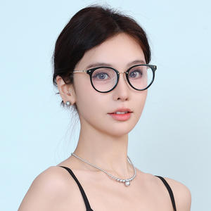 Lunettes de vue demi-cerclées de style coréen en plastique et métal unisexe, anti-radiation, anti-lumière bleue, verres plats 996 - Product Image 4