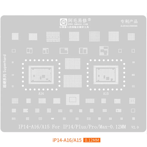 Amaoe Pochoir de Rebillage BGA pour <span class=keywords><strong>iPhone</strong></span> 16 15 14 13 12 11 <span class=keywords><strong>Pro</strong></span> <span class=keywords><strong>Max</strong></span> XS <span class=keywords><strong>Max</strong></span> 8P 8 7 6 A8-A18 <span class=keywords><strong>Pro</strong></span> CPU Kit de Soudure à l'Étain - Product Image 4