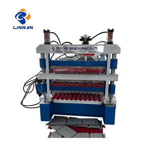 เครื่องผลิตแผ่นหลังคาทรงสี่เหลี่ยมคางหมูเครื่องขึ้นรูปม้วนสามชั้นเครื่องควบคุมระบบมอเตอร์แบบเดลต้าผู้ผลิตโดยตรง - Product Image 2