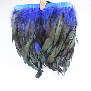 Plume de coq irisée Schlappen teintée, garniture de 15-20 cm, dégradé jaune-vert, frange moelleuse et douce pour costume de carnaval ou robe de mariée - Product Image 6