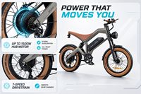 Vélo Électrique à Pneus Larges 1500W 48V, Cyclomoteur Électrique avec Double Suspension, Frein à Disque, Contrôle par Application, Vente en Gros B2B OEM