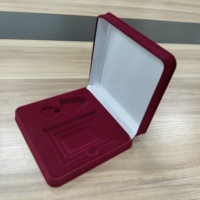 Boîte de présentation pour badges, pièces de monnaie et médailles en velours bordeaux, avec estampage à chaud doré, personnalisable, vente en gros fabricant