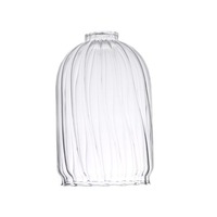 Couverture en verre transparent à la main, bougeoir décoratif de mariage en verre côtelé