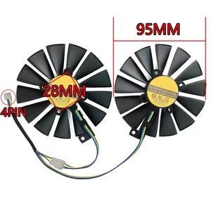 2FAN ใหม่พัดลม <span class=keywords><strong>GTX</strong></span> <span class=keywords><strong>1050</strong></span> GPU FDC10M12S9-C T129215SM 95มม. สำหรับ <span class=keywords><strong>Asus</strong></span> RX 580 570 470 gasus TX 1070TI 1050TI การ์ดจอ<span class=keywords><strong>1050</strong></span>พัดลมระบายความร้อน - Product Image 2