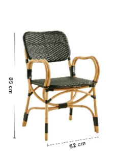 Chaise et banc <span class=keywords><strong>de</strong></span> terrasse en rotin tressé PE pour bistro français, cadre en rotin naturel, assise romantique pour jardin, idéal pour terrasse <span class=keywords><strong>de</strong></span> café parisien - Product Image 5