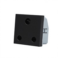 Module de prise sud-africaine noir, triple, type 45, panneau interrupteur et prise à trous ronds 45x45mm, module de prise sud-africaine