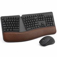 Clavier et souris ergonomiques séparés sans fil avec repose-poignets rembourré, récepteur USB 2.4G pour ordinateur de bureau, ordinateur portable