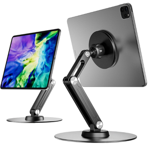 180 réglable 360 rotatif facile à utiliser en alliage d'aluminium <span class=keywords><strong>support</strong></span> de tablette <span class=keywords><strong>support</strong></span> de bureau magnétique pliable pour supports de <span class=keywords><strong>PC</strong></span> - Product Image 2